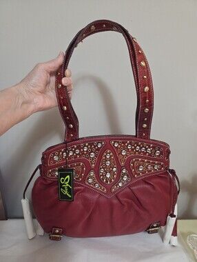 Vintage Red Leather Sharif Shoulder Bag